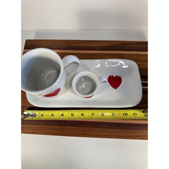 WILLIAM SONOMA Valentines Day Coffee Mug, Esspresso Cup and Biscotti/cookie plat - Picture 4 of 7